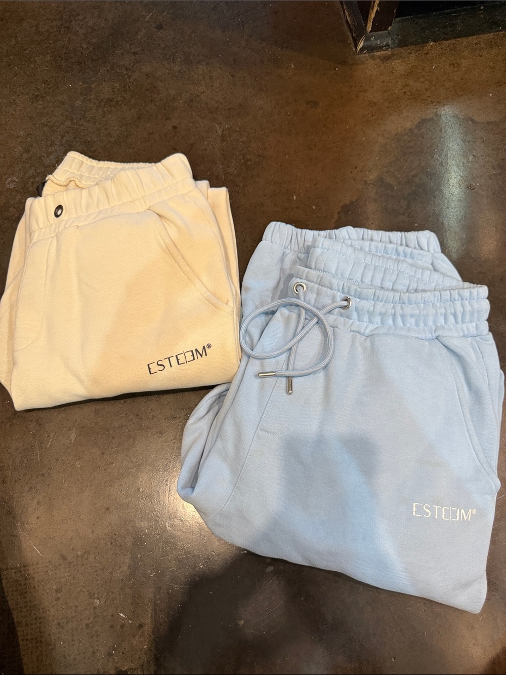 Esteem Sweatpants— Cream and Light Blue